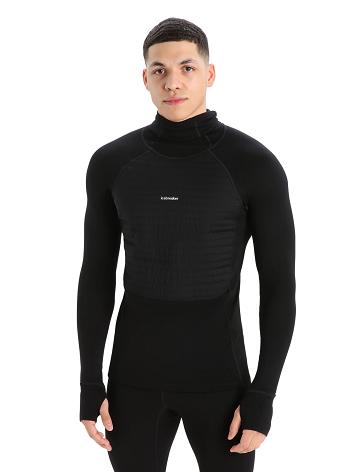 Men's Icebreaker ZoneKnit™ Merino Insulated Long Sleeve Hoodie Base Layers Black | CA 1617AHKP